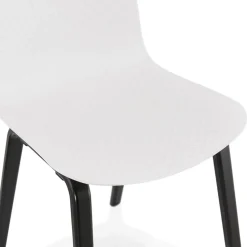 Chaise design 'PACIFIK' blanche avec pieds en bois noir