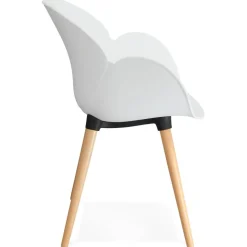 Chaise design scandinave 'PICATA' blanche avec pieds en bois