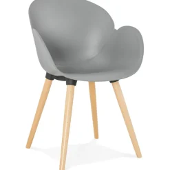 Chaise design scandinave 'PICATA' grise avec pieds en bois