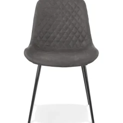 Chaise design 'TAICHI' en microfibre gris foncé et pieds en métal noir