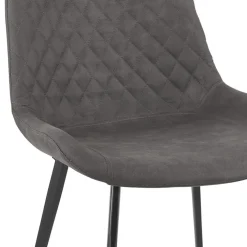 Chaise design 'TAICHI' en microfibre gris foncé et pieds en métal noir