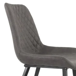 Chaise design 'TAICHI' en microfibre gris foncé et pieds en métal noir