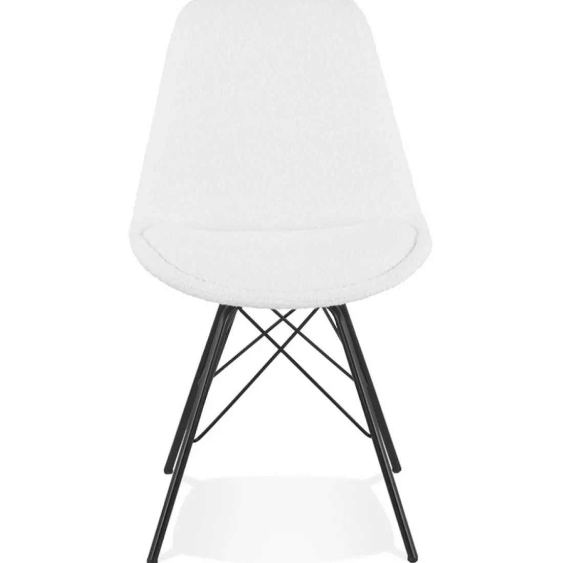 Chaise design 'VIOLETTE' en tissu bouloché blanc style industriel