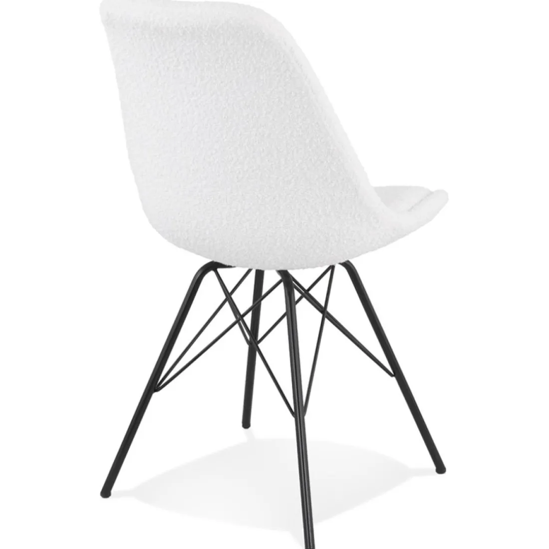 Chaise design 'VIOLETTE' en tissu bouloché blanc style industriel
