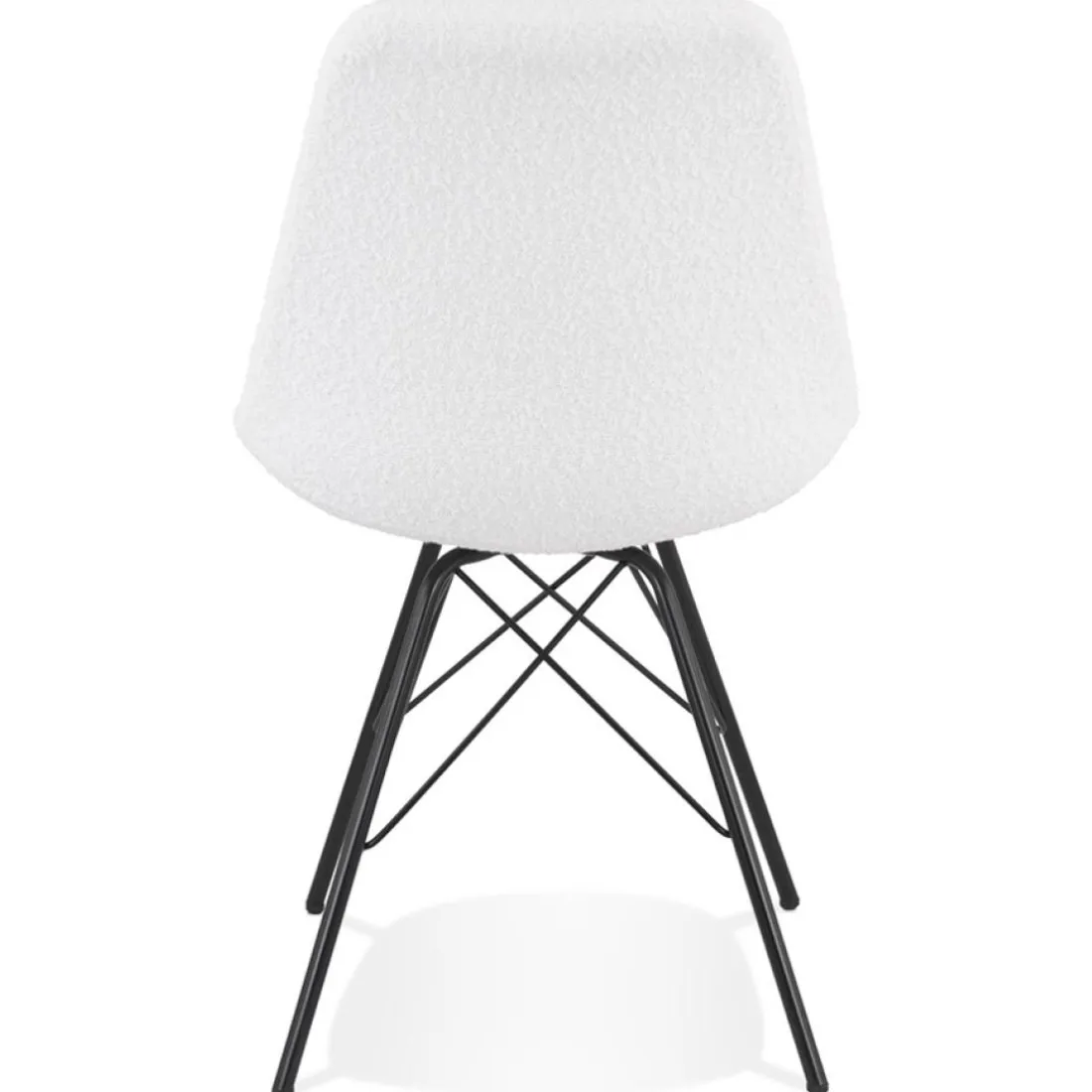 Chaise design 'VIOLETTE' en tissu bouloché blanc style industriel