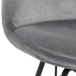 Chaise design 'ZAZY' en velours gris et pieds en métal noir