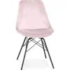 Chaise design 'ZAZY' en velours rose et pieds en métal noir