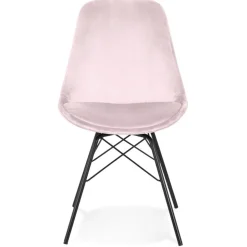 Chaise design 'ZAZY' en velours rose et pieds en métal noir