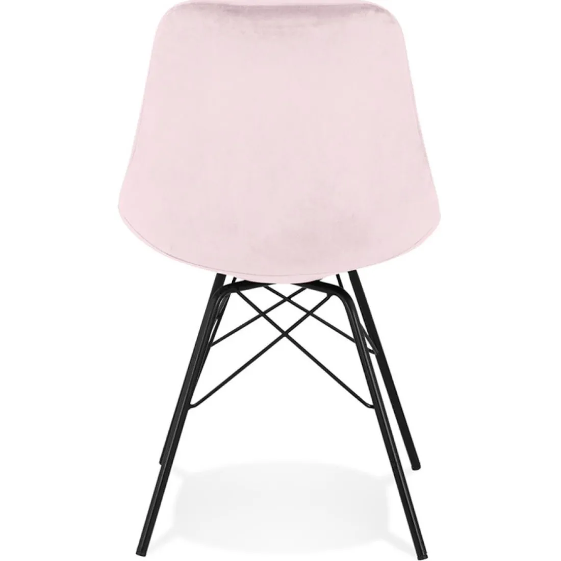Chaise design 'ZAZY' en velours rose et pieds en métal noir