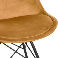 Chaise design 'ZAZY' en velours moutarde et pieds en métal noir
