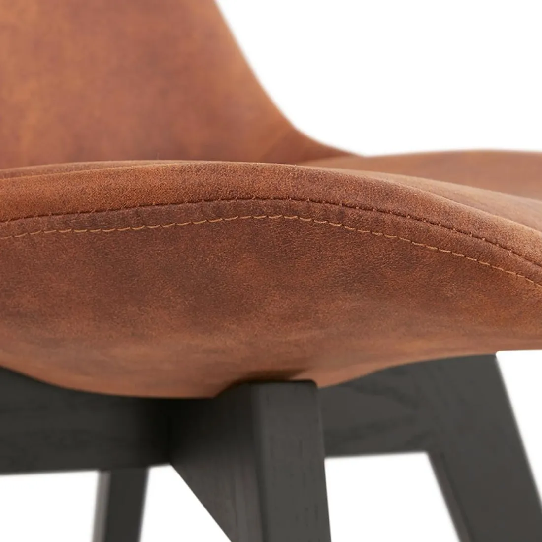 Chaise en microfibre brune 'AXEL' avec structure en bois noir