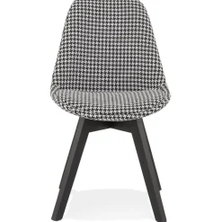 Chaise en tissu pied de poule 'JOE' avec structure en bois noir