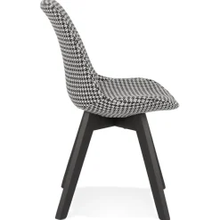 Chaise en tissu pied de poule 'JOE' avec structure en bois noir