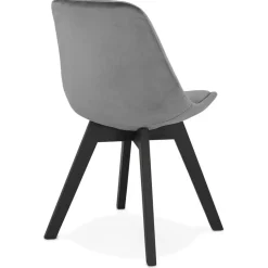 Chaise en velours gris 'JOE' avec structure en bois noir