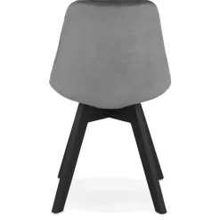Chaise en velours gris 'JOE' avec structure en bois noir