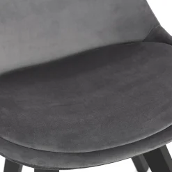 Chaise en velours gris 'JOE' avec structure en bois noir