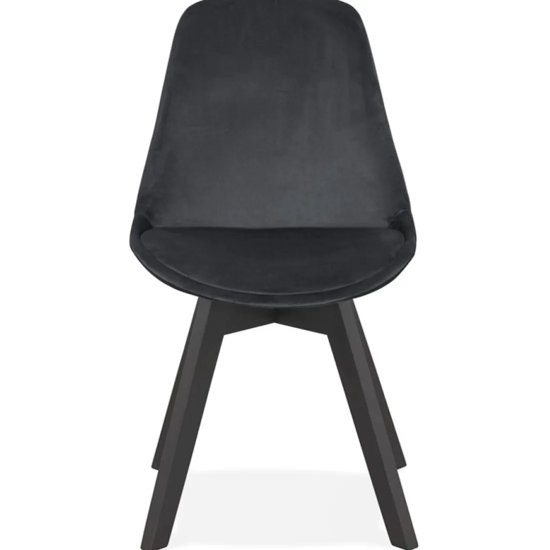Chaise en velours noir 'JOE' avec structure en bois noir