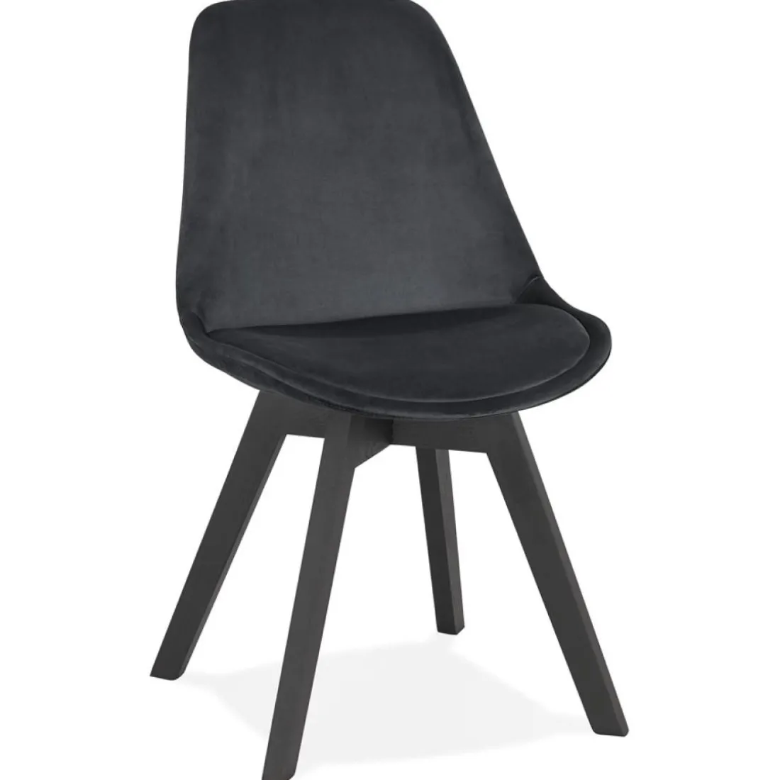Chaise en velours noir 'JOE' avec structure en bois noir
