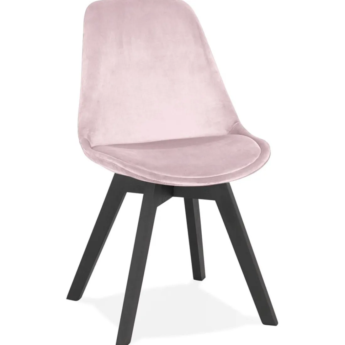 Chaise en velours rose 'JOE' avec structure en bois noir