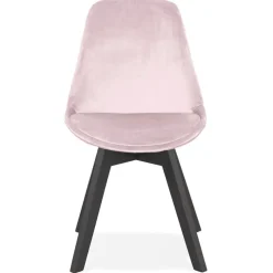 Chaise en velours rose 'JOE' avec structure en bois noir
