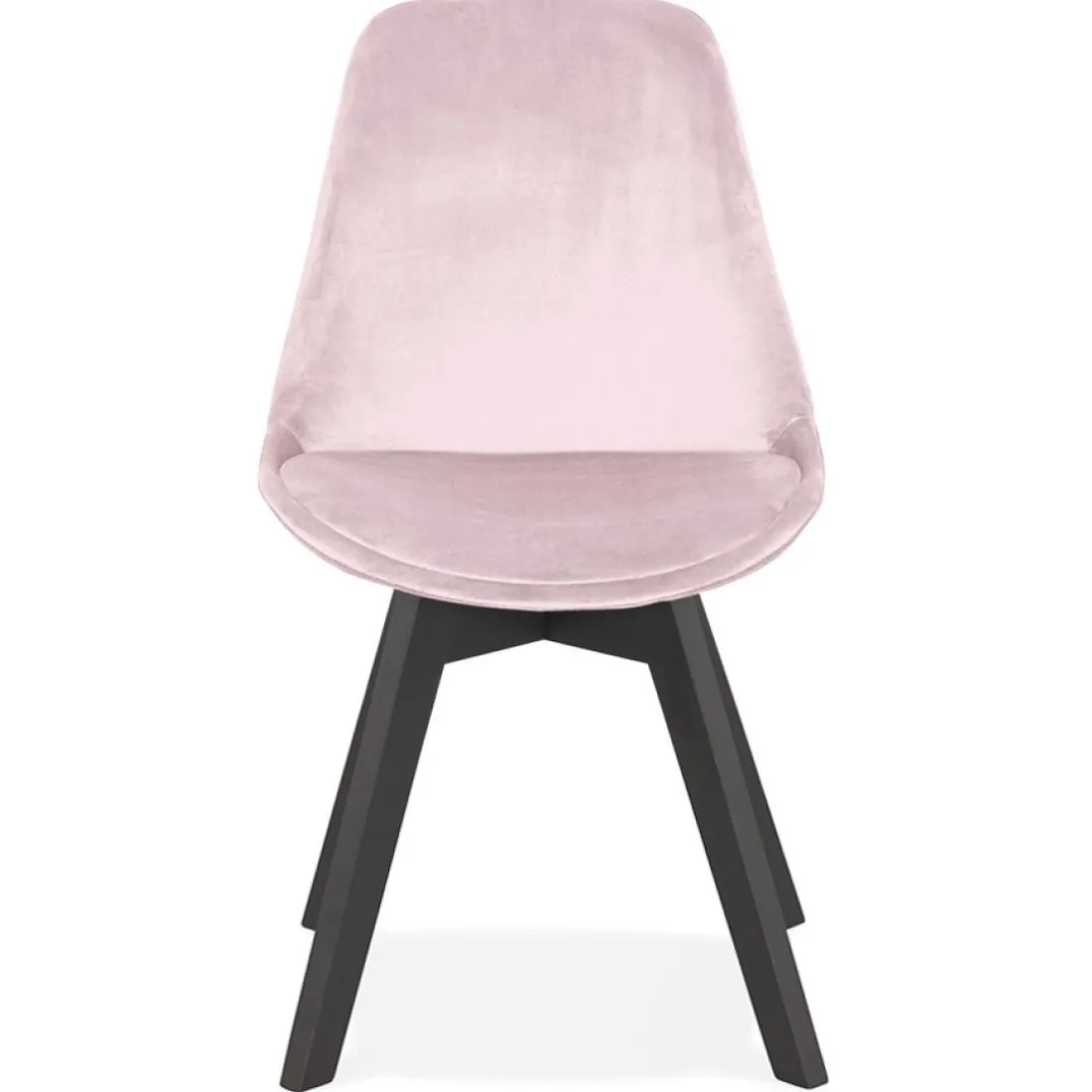 Chaise en velours rose 'JOE' avec structure en bois noir
