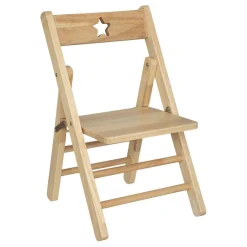 Chaise enfant pliante, beige en bois