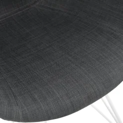 Chaise moderne 'ATOL' en tissu gris foncé avec pieds en métal blanc