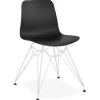 Chaise moderne 'GAUDY' noire avec pied en métal blanc