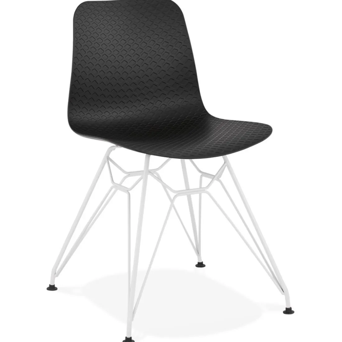 Chaise moderne 'GAUDY' noire avec pied en métal blanc