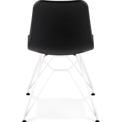 Chaise moderne 'GAUDY' noire avec pied en métal blanc