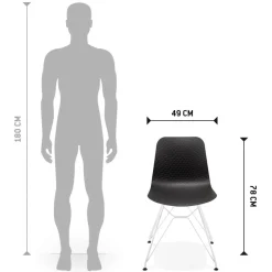 Chaise moderne 'GAUDY' noire avec pied en métal blanc