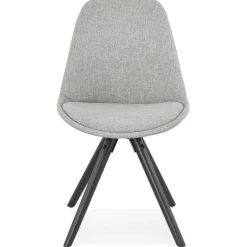 Chaise moderne 'HIPHOP' en tissu gris et pieds en bois noir
