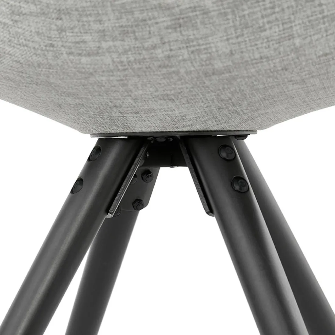 Chaise moderne 'HIPHOP' en tissu gris et pieds en bois noir