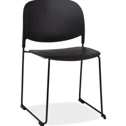 Chaise 'PILA' noire avec assise plastique et structure métal