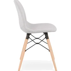 Chaise scandinave 'BIZON' en tissu gris clair