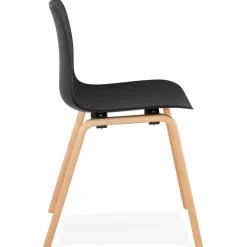 Chaise scandinave 'PACIFIK' noire avec pieds en bois finition naturelleChaise scandinave 'PACIFIK' noire avec pieds en bois finition naturelle