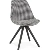 Chaise vintage 'RICKY' en tissu pied de poule et pieds en bois noir