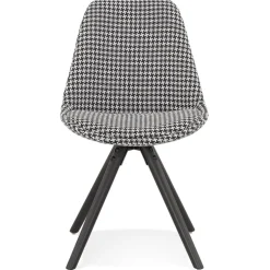 Chaise vintage 'RICKY' en tissu pied de poule et pieds en bois noir