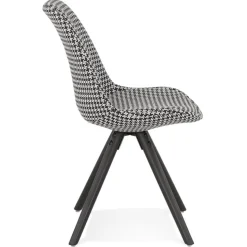 Chaise vintage 'RICKY' en tissu pied de poule et pieds en bois noir