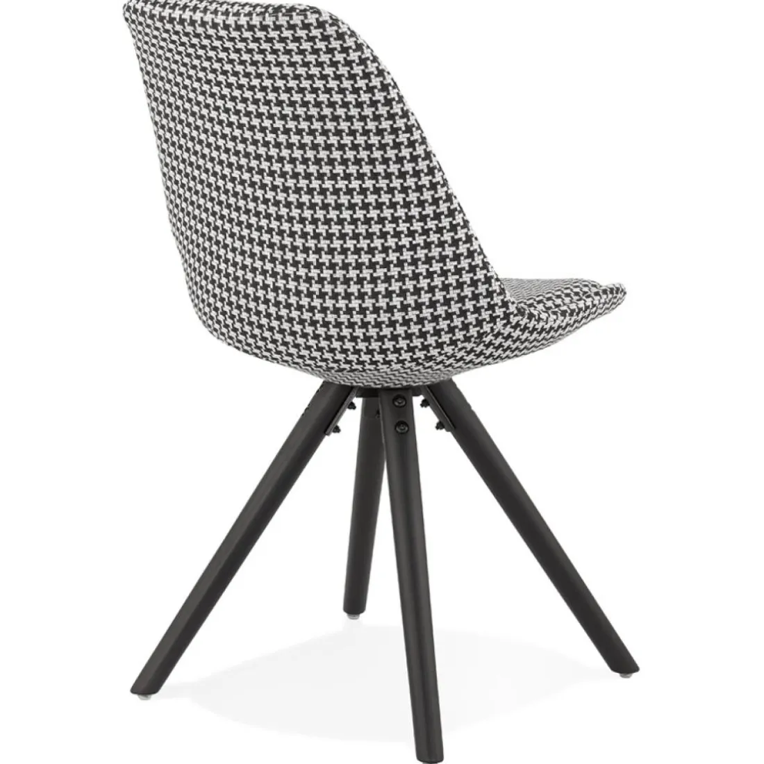 Chaise vintage 'RICKY' en tissu pied de poule et pieds en bois noir