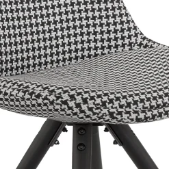 Chaise vintage 'RICKY' en tissu pied de poule et pieds en bois noir