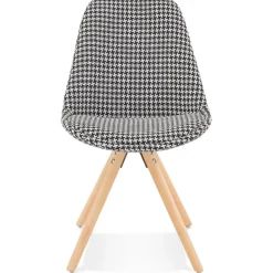 Chaise vintage 'RICKY' en tissu pied de poule et pieds en bois naturel