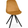 Chaise vintage 'RICKY' en velours moutarde et pieds en bois noir