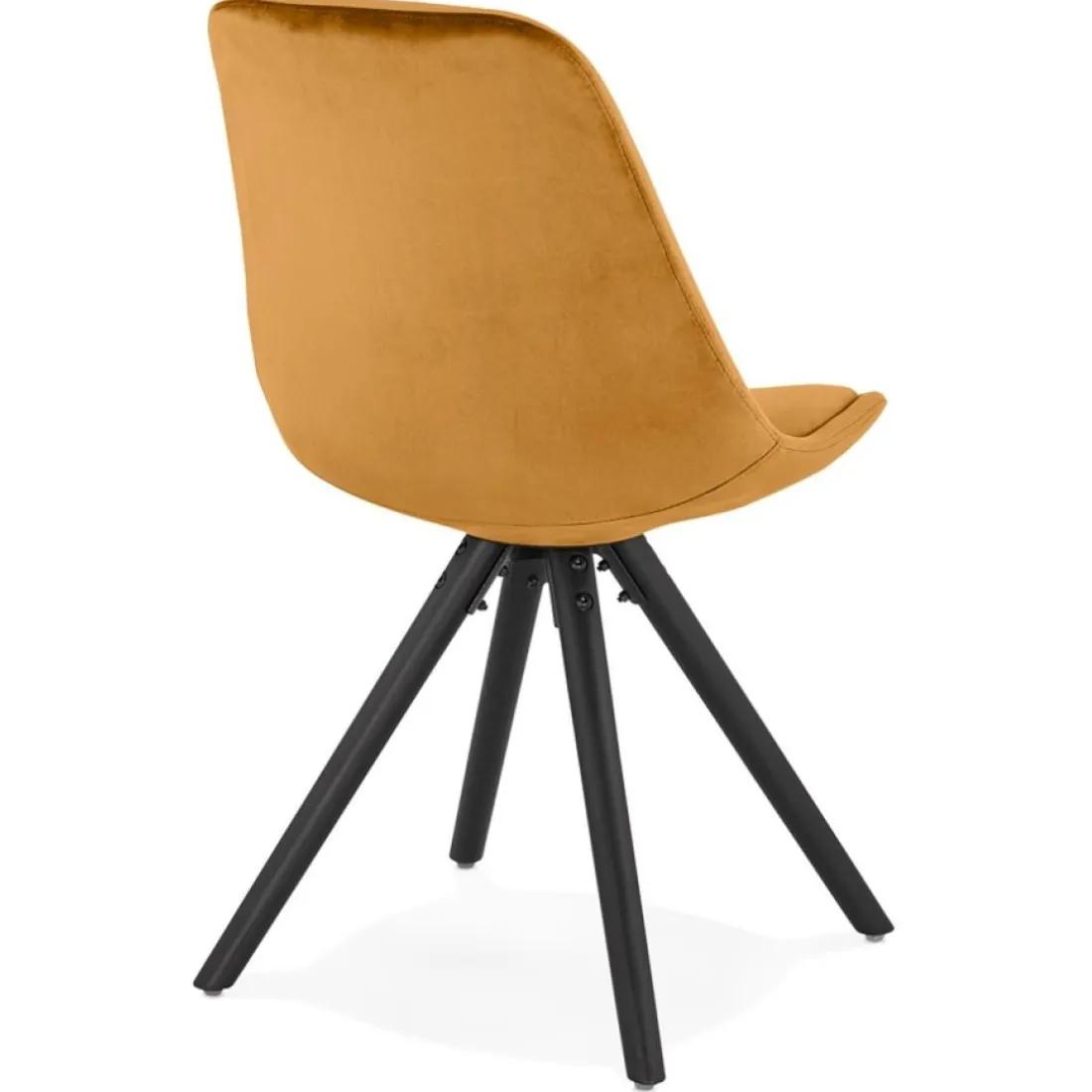Chaise vintage 'RICKY' en velours moutarde et pieds en bois noir