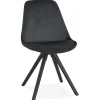 Chaise vintage 'RICKY' en velours noir et pieds en bois noir