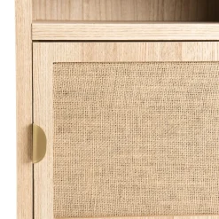 Chevet ALINE 1 Niche 1 Porte Toile De Jute Pieds Métal Doré