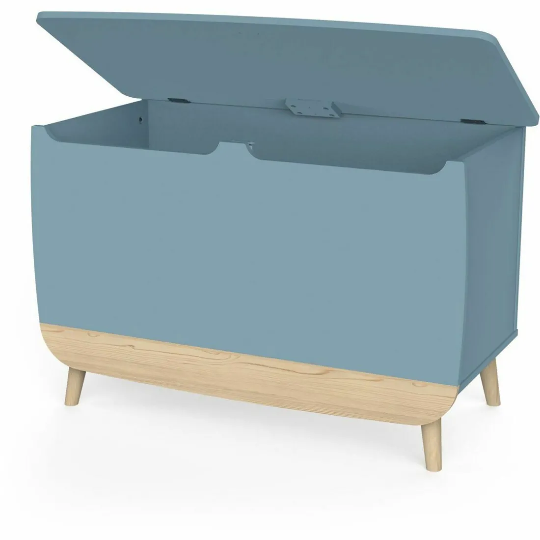 Coffre à jouets avec couvercle FIRMIANA bleu orage et pin naturel