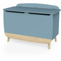 Coffre à jouets avec couvercle FIRMIANA bleu orage et pin naturel