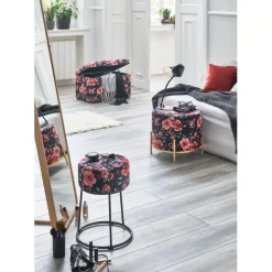 Coffre de rangement assise rembourrée et rabattable velours