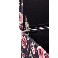 Coffre de rangement assise rembourrée et rabattable velours